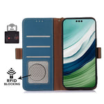 For Huawei Mate 60 Pro RFID Blocking Wallet Genuine Cow Leather Case Silky Feeling Phone Cover