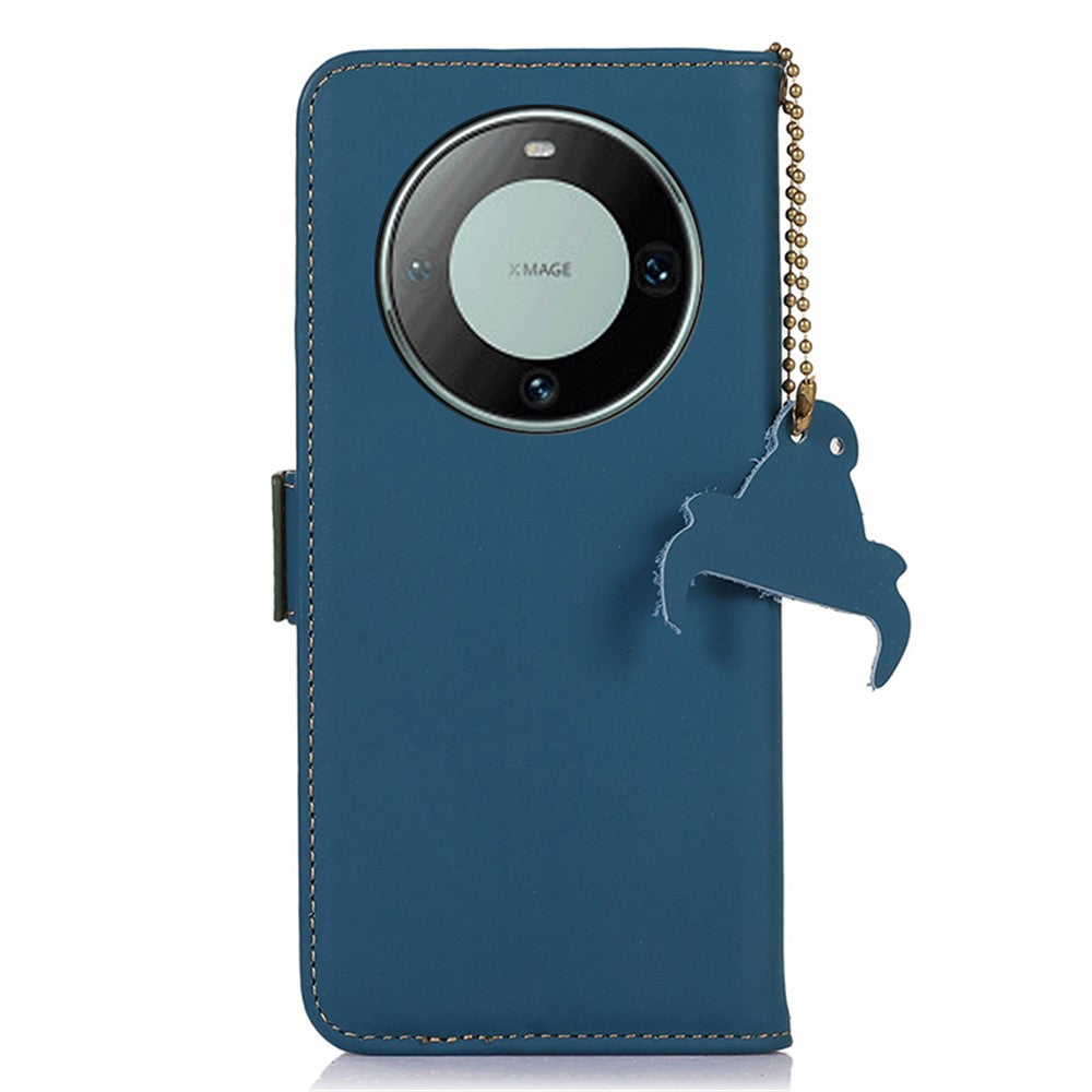 For Huawei Mate 60 Pro RFID Blocking Wallet Genuine Cow Leather Case Silky Feeling Phone Cover