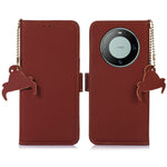 For Huawei Mate 60 Pro RFID Blocking Wallet Genuine Cow Leather Case Silky Feeling Phone Cover
