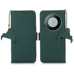 For Huawei Mate 60 Pro RFID Blocking Wallet Genuine Cow Leather Case Silky Feeling Phone Cover