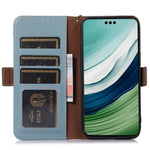 For Huawei Mate 60 Pro RFID Blocking Wallet Stand Shell Genuine Cow Leather Anti-drop Phone Case