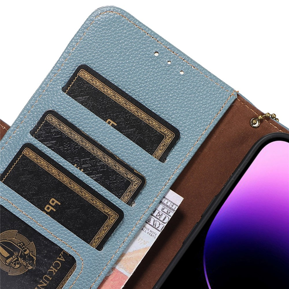 For Huawei Mate 60 Pro RFID Blocking Wallet Stand Shell Genuine Cow Leather Anti-drop Phone Case