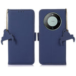 For Huawei Mate 60 Pro RFID Blocking Wallet Stand Shell Genuine Cow Leather Anti-drop Phone Case