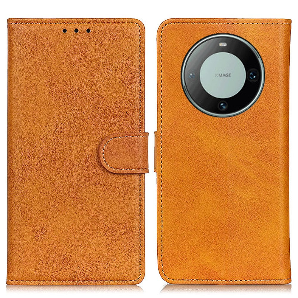 For Huawei Mate 60 Pro Leather Wallet Phone Case Drop-proof Cowhide Texture Stand Cover