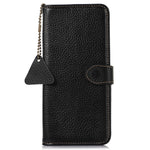 Genuine Cow Leather Case for Huawei Mate 60 RFID Blocking Wallet Litchi Texture Phone Cover