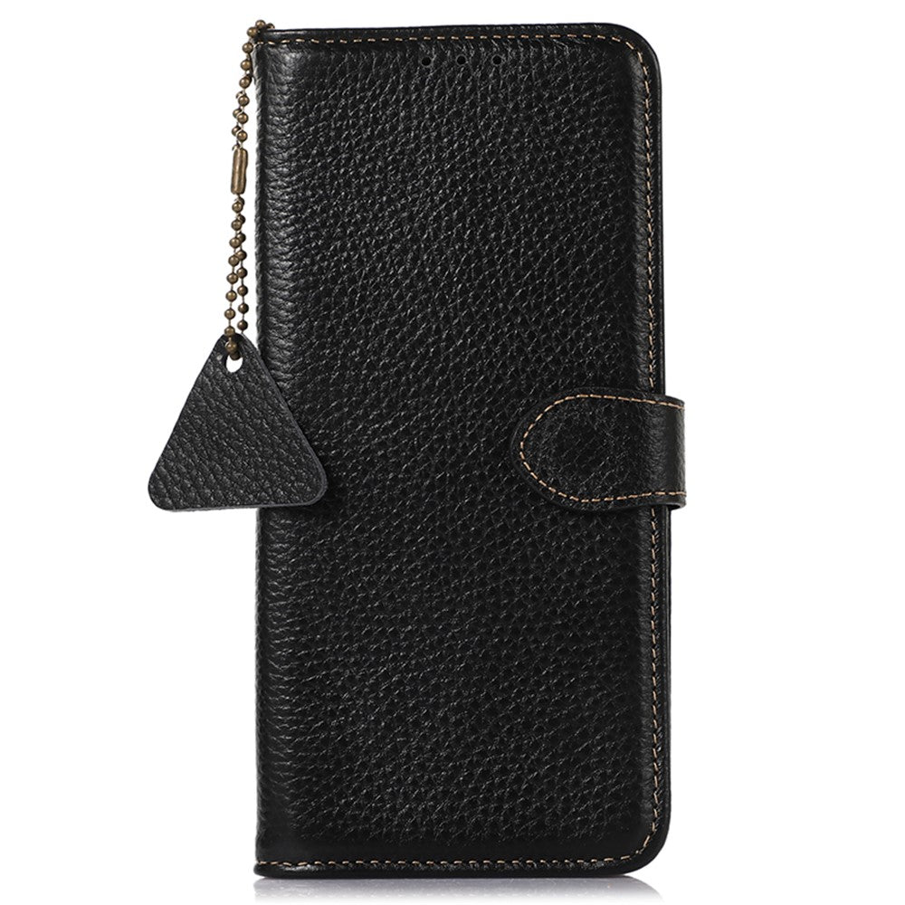 Genuine Cow Leather Case for Huawei Mate 60 RFID Blocking Wallet Litchi Texture Phone Cover