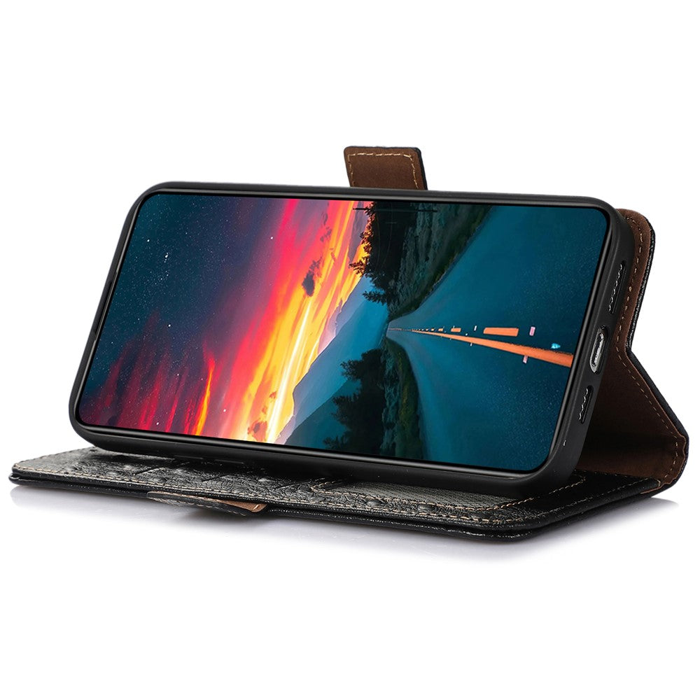 RFID Blocking Phone Case for Huawei Mate 60 Pro Genuine Cow Leather Wallet Stand Cover