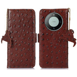 RFID Blocking Phone Case for Huawei Mate 60 Pro Genuine Cow Leather Wallet Stand Cover