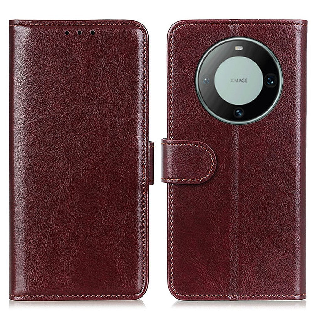 For Huawei Mate 60 Pro Anti-Scratch PU Leather Phone Case Crazy Horse Texture Wallet Stand Cover