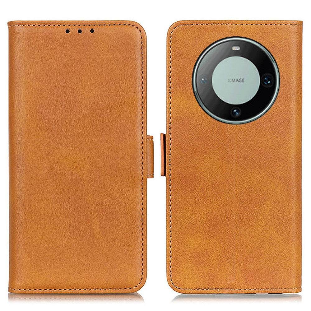 For Huawei Mate 60 Pro Cowhide Texture Wallet Phone Case PU Leather Flip Cover with Stand