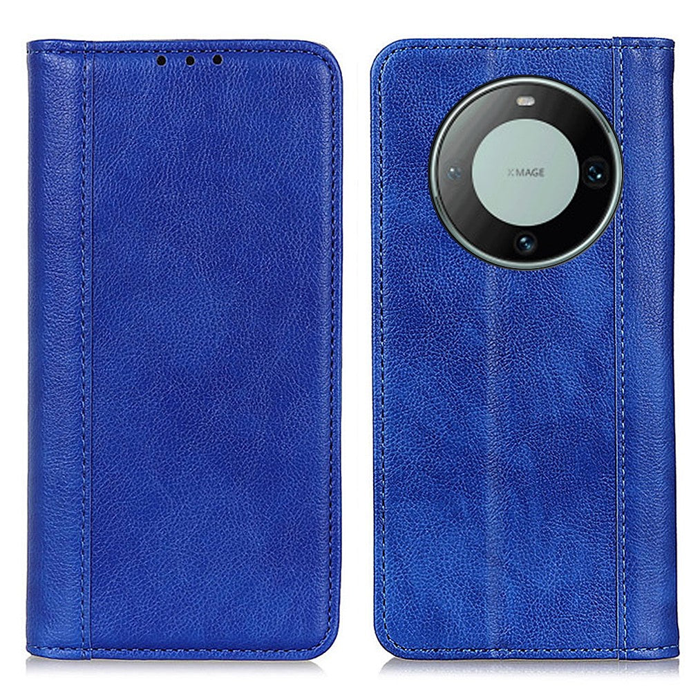 For Huawei Mate 60 Anti-Scratch Phone Case Split Leather Litchi Texture Wallet Stand Cover