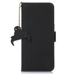 For Huawei Mate 60 RFID Blocking Genuine Cow Leather Case Silky Feeling Phone Stand Wallet Cover
