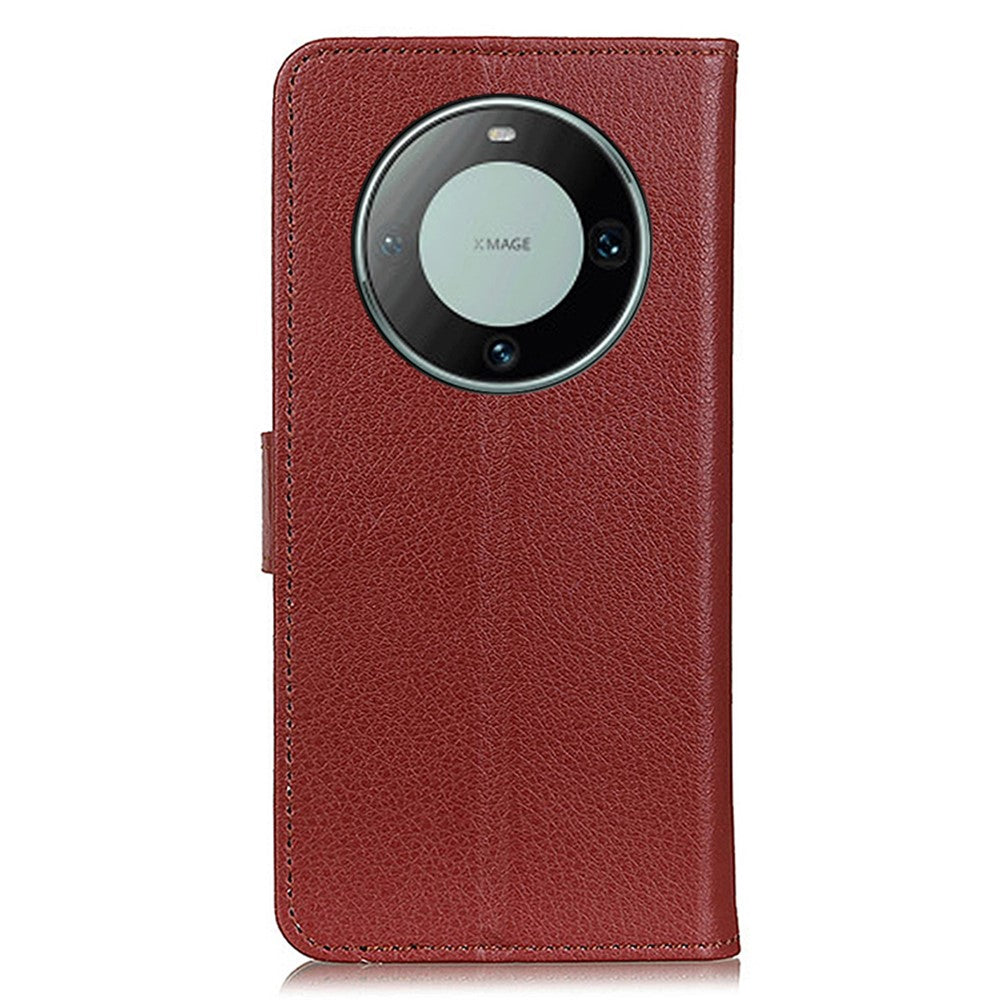 For Huawei Mate 60 PU Leather Case Bump Proof Litchi Texture Wallet Stand Phone Cover