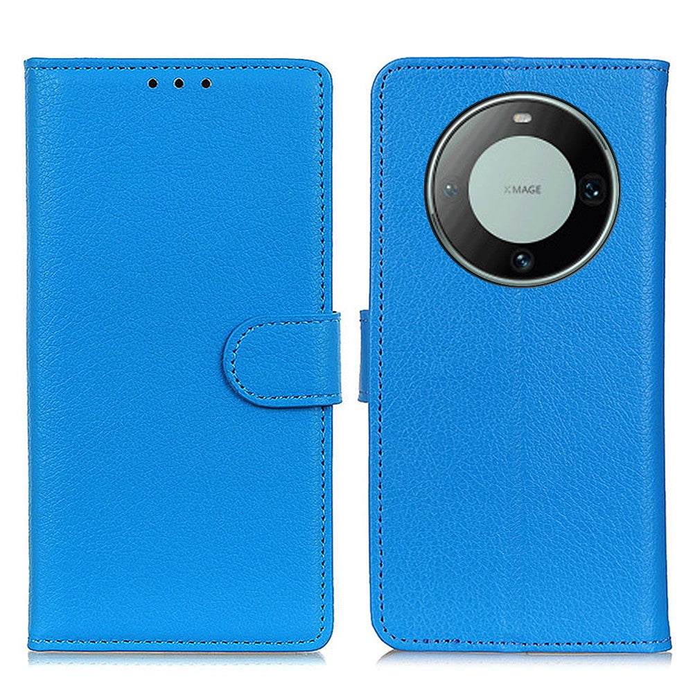For Huawei Mate 60 PU Leather Case Bump Proof Litchi Texture Wallet Stand Phone Cover