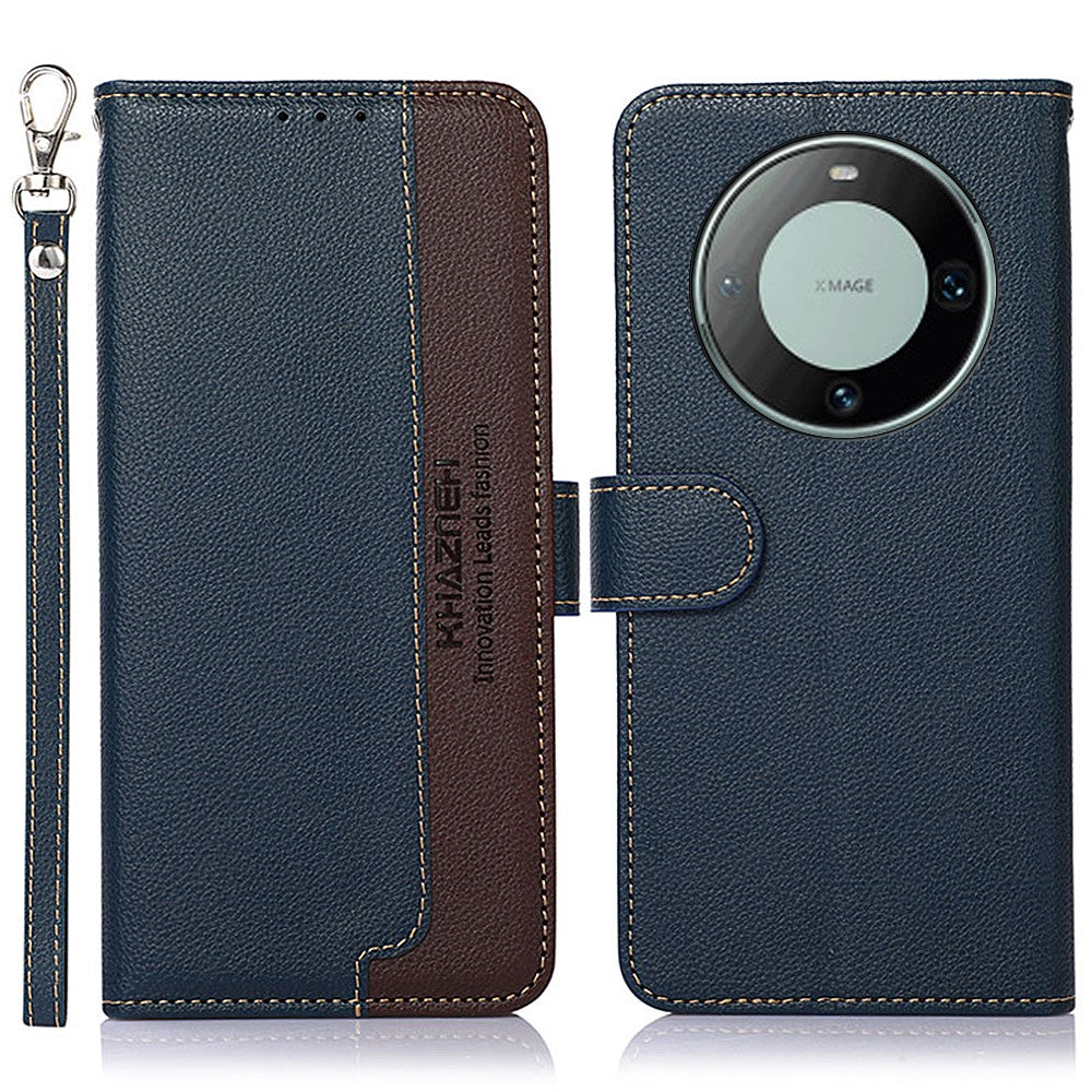 KHAZNEH RFID Blocking Case for Huawei Mate 60 , Anti-scratch Litchi Texture Phone Shell Wallet Stand Leather Cover