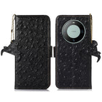 For Huawei Mate 60 Genuine Cow Leather RFID Blocking Drop Proof Case Wallet Stand Phone Cover