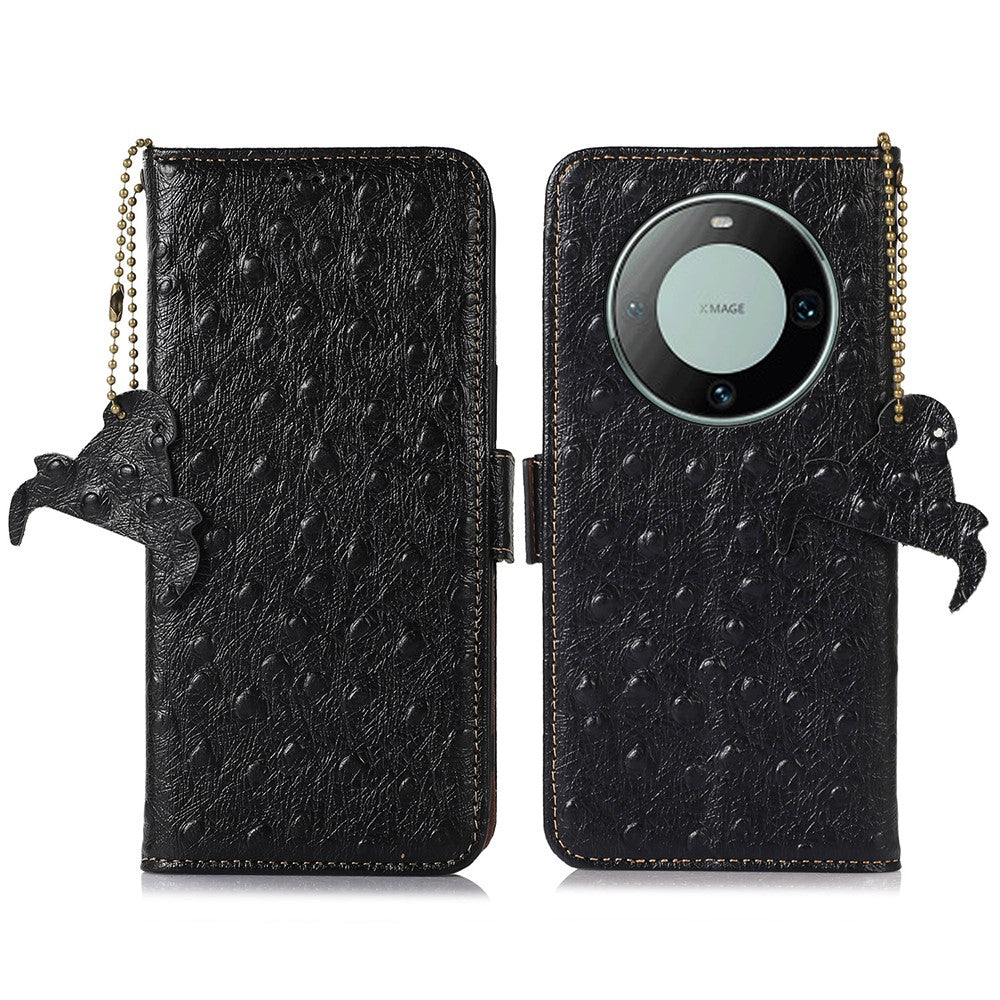 For Huawei Mate 60 Genuine Cow Leather RFID Blocking Drop Proof Case Wallet Stand Phone Cover