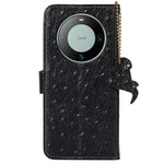 For Huawei Mate 60 Genuine Cow Leather RFID Blocking Drop Proof Case Wallet Stand Phone Cover