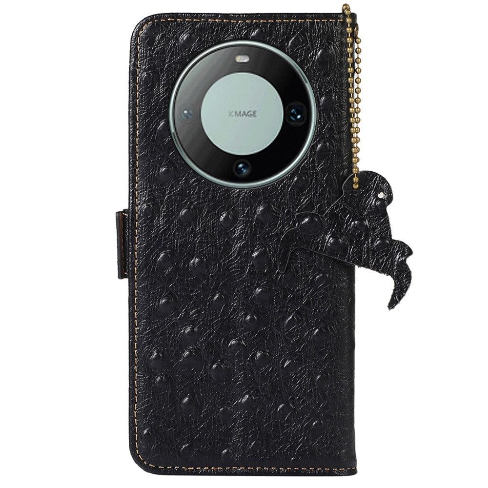 For Huawei Mate 60 Genuine Cow Leather RFID Blocking Drop Proof Case Wallet Stand Phone Cover