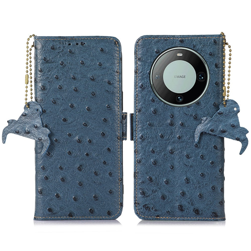 For Huawei Mate 60 Genuine Cow Leather RFID Blocking Drop Proof Case Wallet Stand Phone Cover
