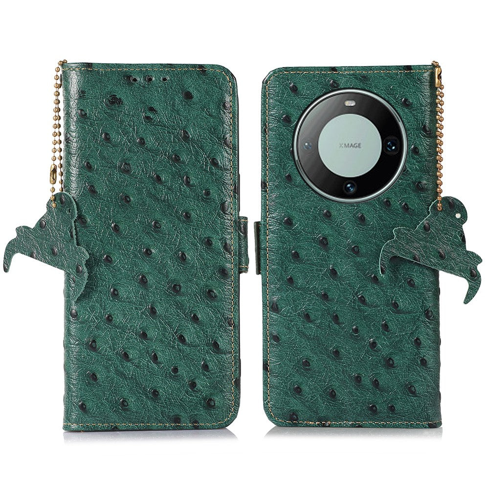 For Huawei Mate 60 Genuine Cow Leather RFID Blocking Drop Proof Case Wallet Stand Phone Cover