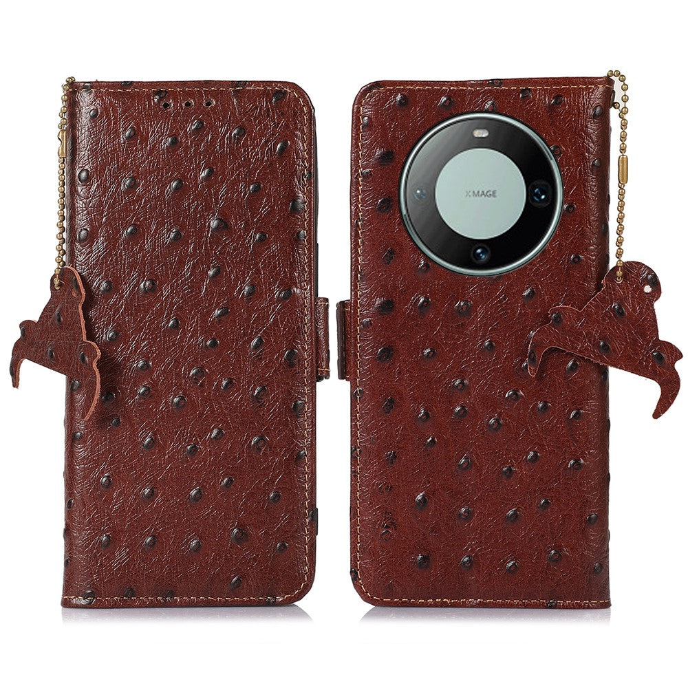 For Huawei Mate 60 Genuine Cow Leather RFID Blocking Drop Proof Case Wallet Stand Phone Cover