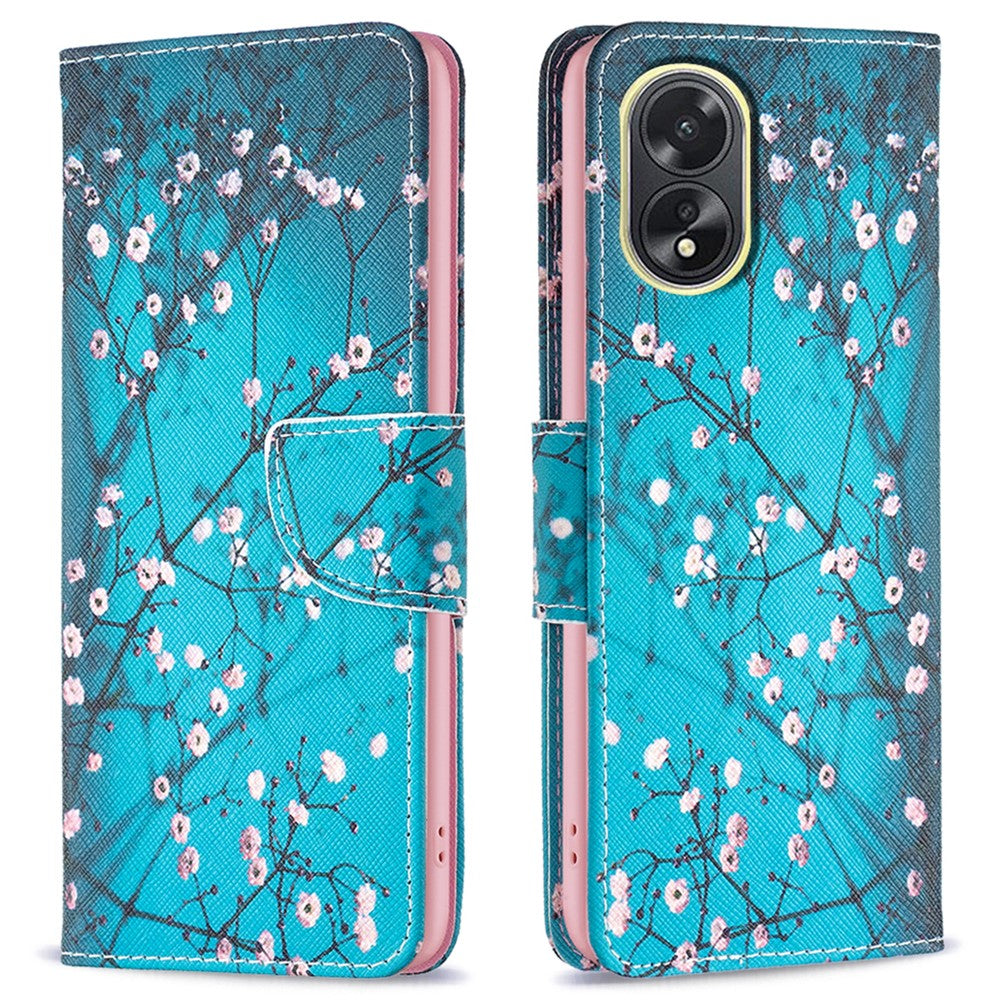PU Leather Phone Cover for Oppo A38 4G , Pattern Printing Phone Case with Stand Wallet