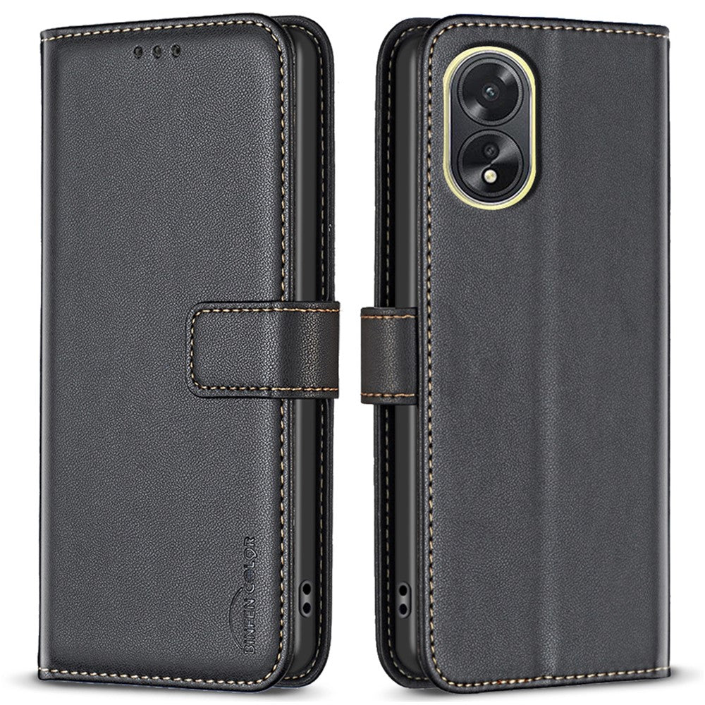BINFEN COLOR BF17 For Oppo A38 4G PU Leather Stand Wallet Cover Fall Protection Phone Case
