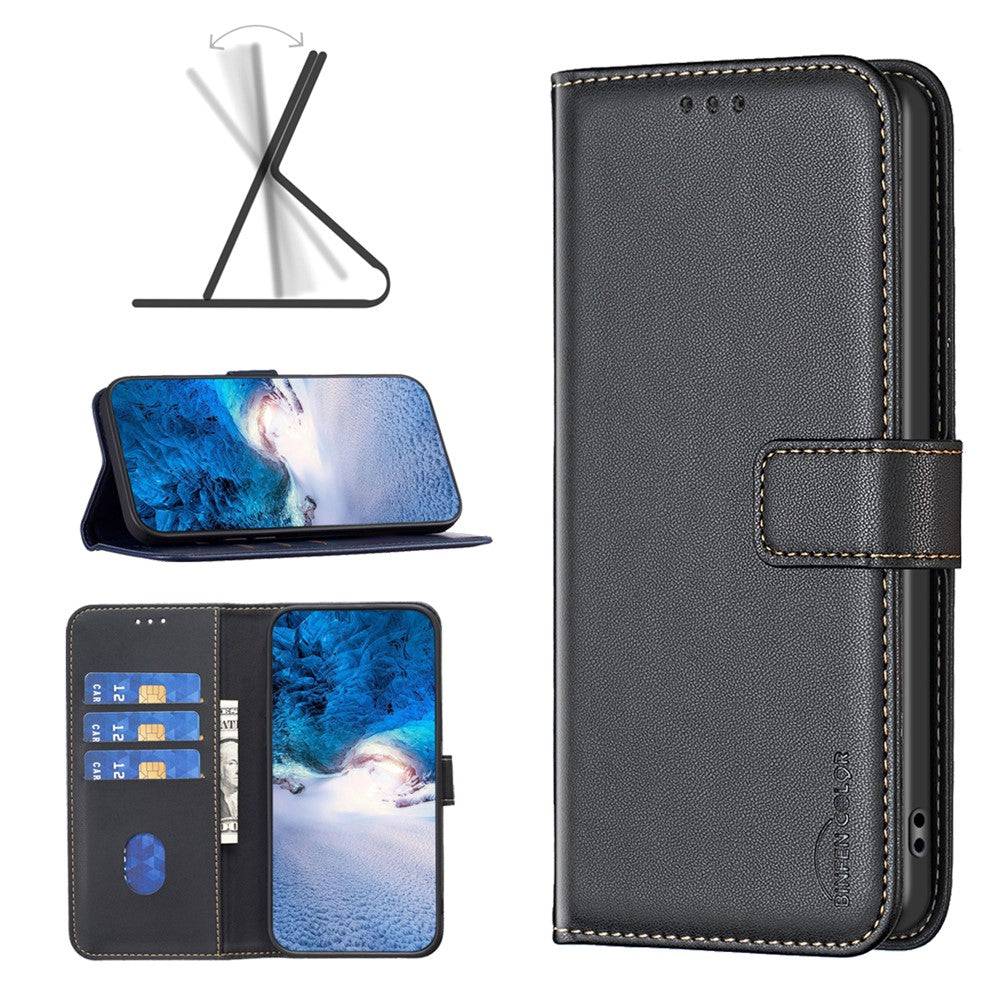 BINFEN COLOR BF17 For Oppo A38 4G PU Leather Stand Wallet Cover Fall Protection Phone Case