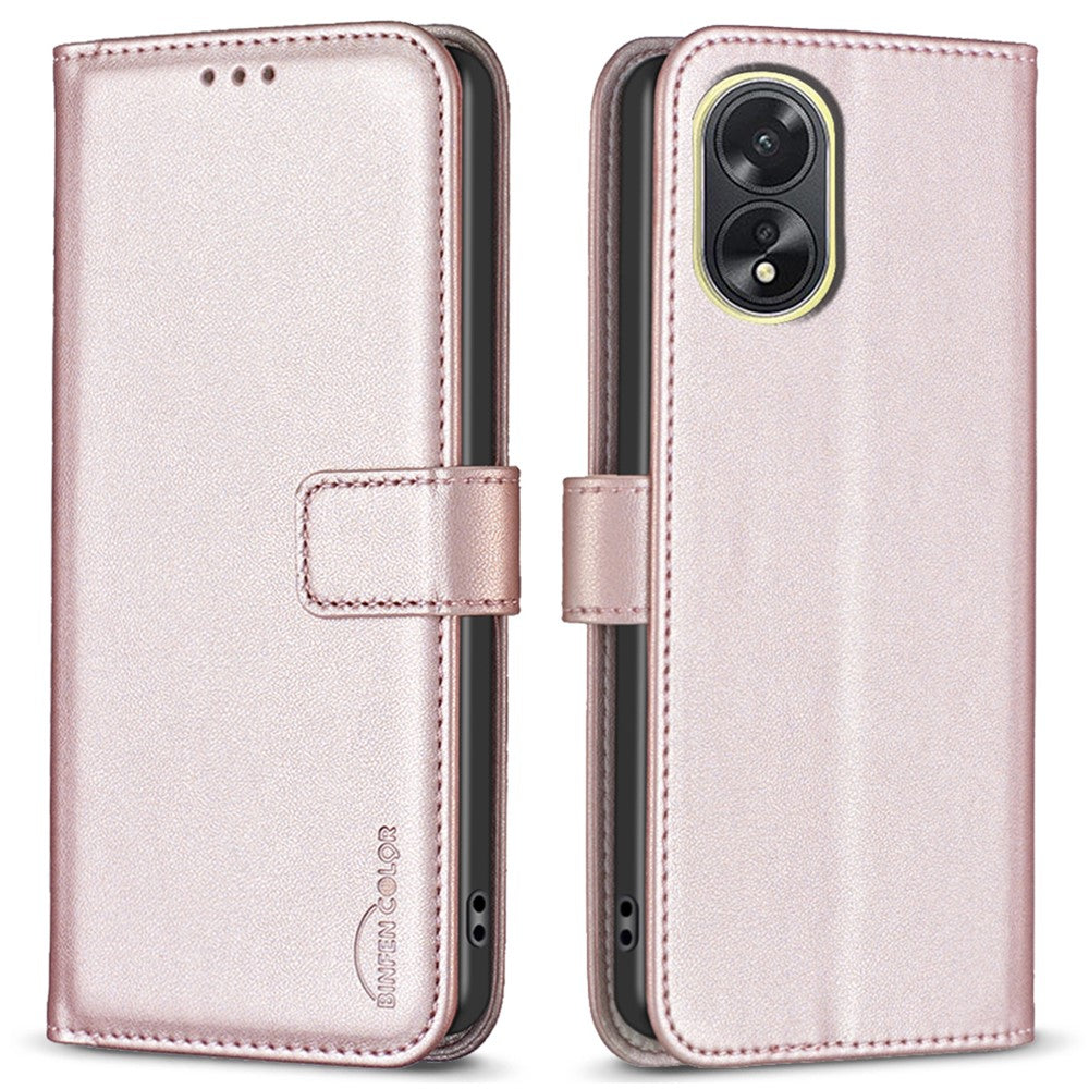 BINFEN COLOR BF17 For Oppo A38 4G PU Leather Stand Wallet Cover Fall Protection Phone Case