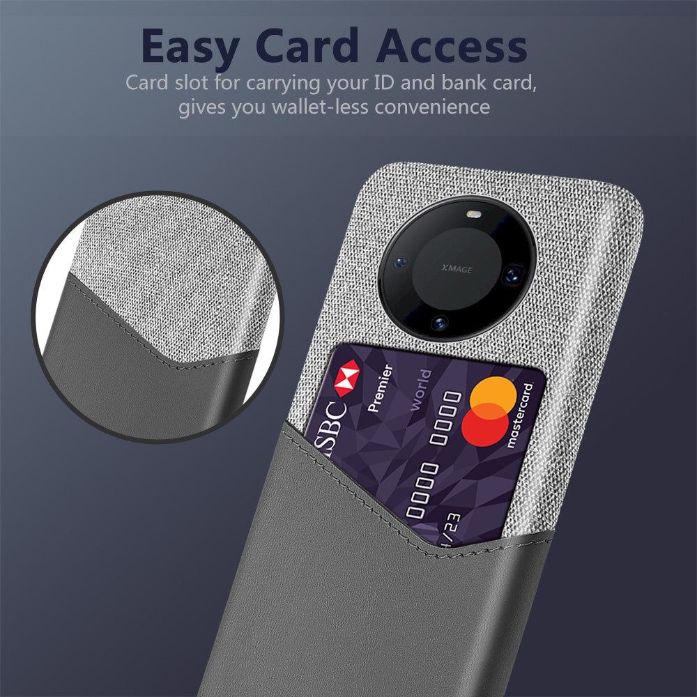 For Huawei Mate 60 Pro Phone Case Cloth+PU Leather+PC Protective Cover with Card Holder