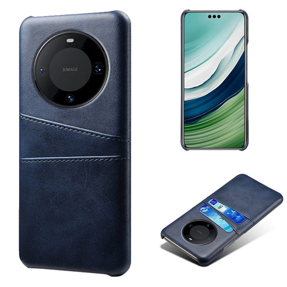 For Huawei Mate 60 Pro Drop Protection Cover Dual Card Slots PU Leather Coated PC Phone Case