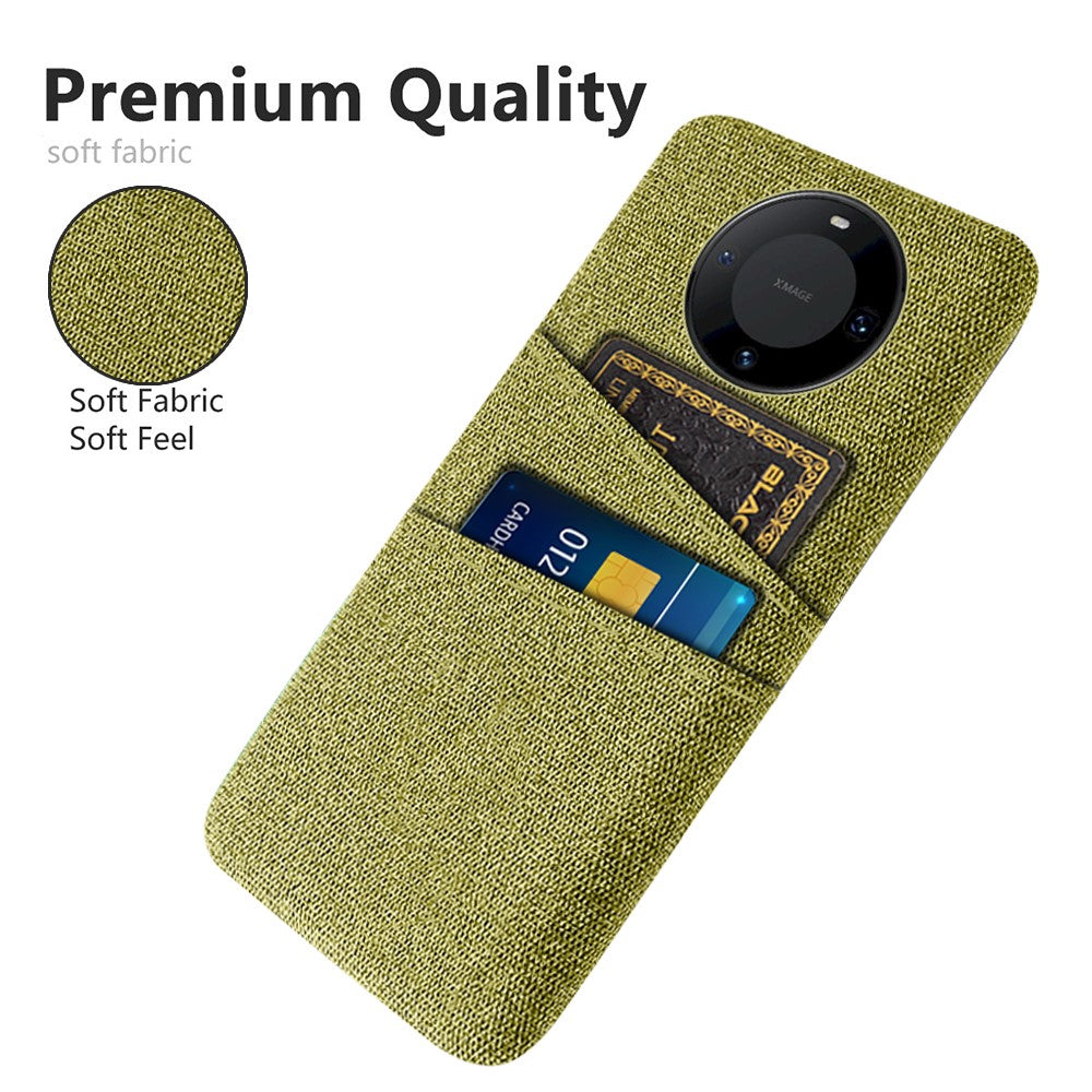 Smartphone Shell for Huawei Mate 60 Pro+ , Phone Case Dual Card Holder Hard PC+Cloth Cover
