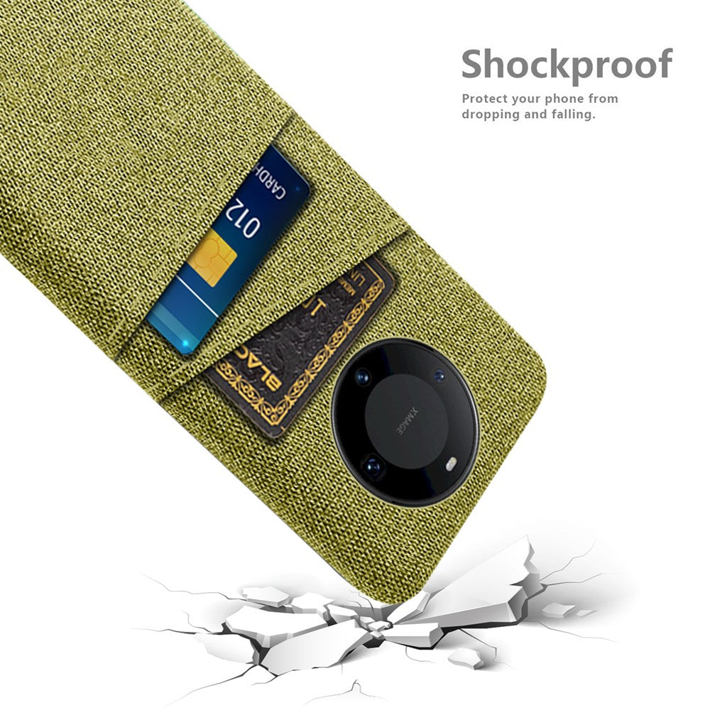 Smartphone Shell for Huawei Mate 60 Pro+ , Phone Case Dual Card Holder Hard PC+Cloth Cover