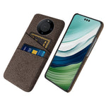 Smartphone Shell for Huawei Mate 60 Pro+ , Phone Case Dual Card Holder Hard PC+Cloth Cover