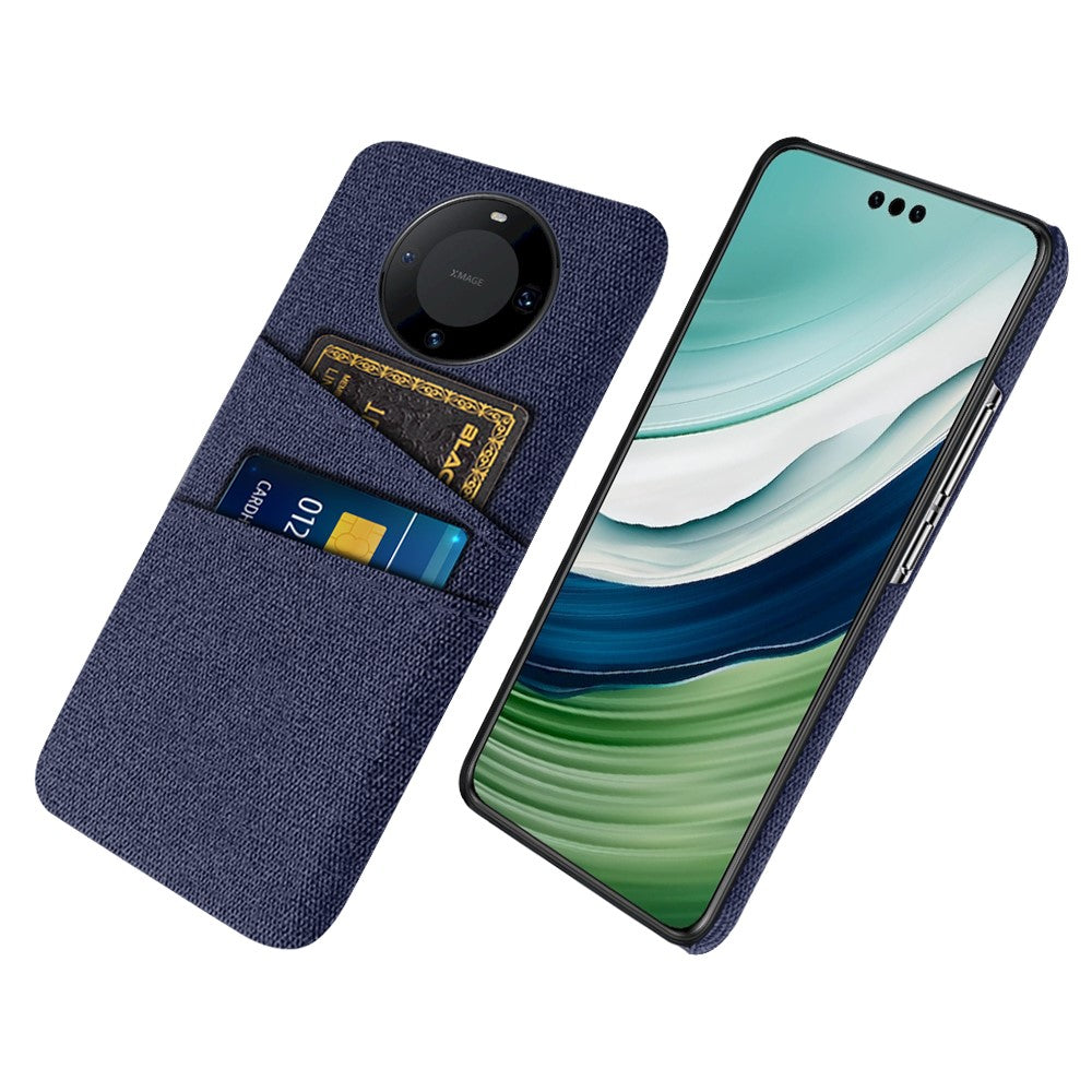 Smartphone Shell for Huawei Mate 60 Pro+ , Phone Case Dual Card Holder Hard PC+Cloth Cover