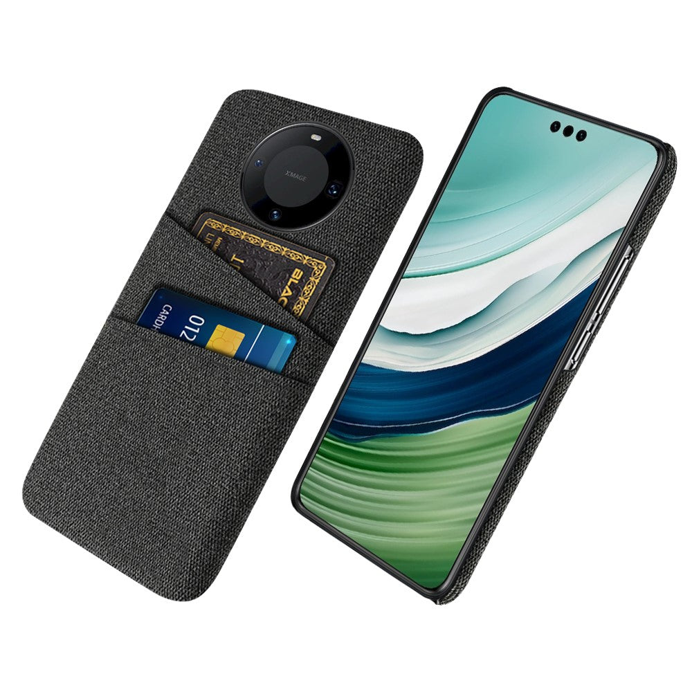 Smartphone Shell for Huawei Mate 60 Pro+ , Phone Case Dual Card Holder Hard PC+Cloth Cover