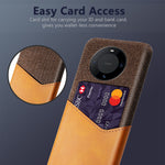 For Huawei Mate 60 Card Holder Phone Case Cloth Texture PU Leather+PC Back Cover