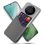 For Huawei Mate 60 Card Holder Phone Case Cloth Texture PU Leather+PC Back Cover