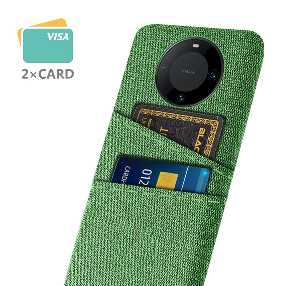 Dual Card Holder Slim Cover for Huawei Mate 60 , Hard PC+Cloth Phone Case Shell