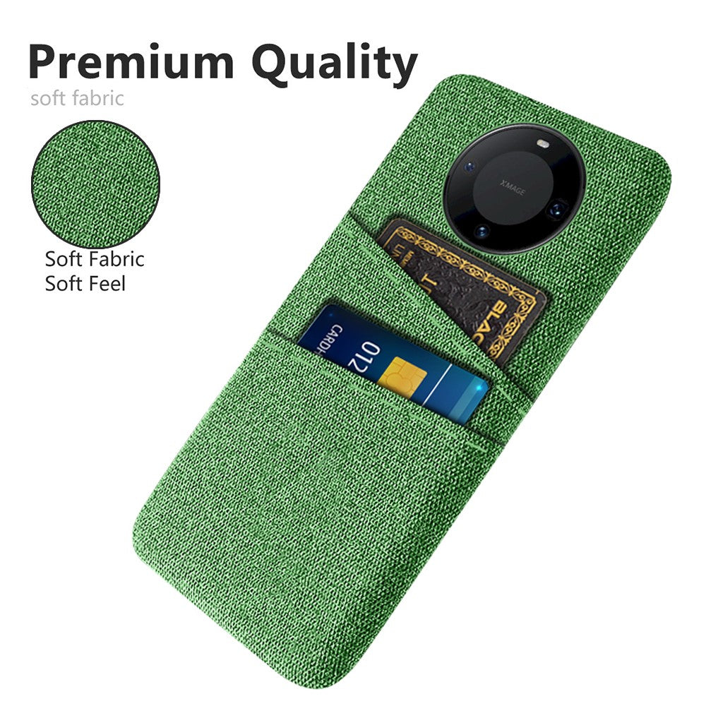 Dual Card Holder Slim Cover for Huawei Mate 60 , Hard PC+Cloth Phone Case Shell