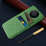 Dual Card Holder Slim Cover for Huawei Mate 60 , Hard PC+Cloth Phone Case Shell