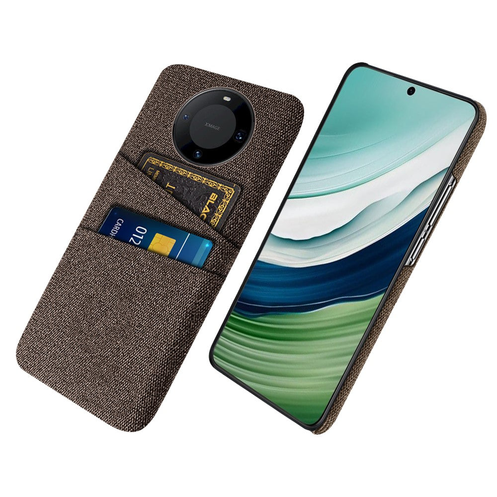 Dual Card Holder Slim Cover for Huawei Mate 60 , Hard PC+Cloth Phone Case Shell