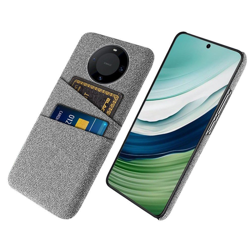 Dual Card Holder Slim Cover for Huawei Mate 60 , Hard PC+Cloth Phone Case Shell