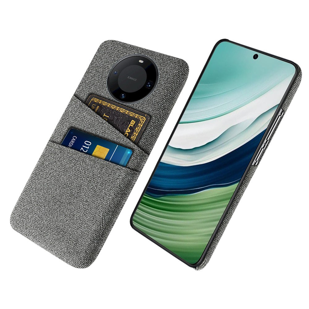 Dual Card Holder Slim Cover for Huawei Mate 60 , Hard PC+Cloth Phone Case Shell