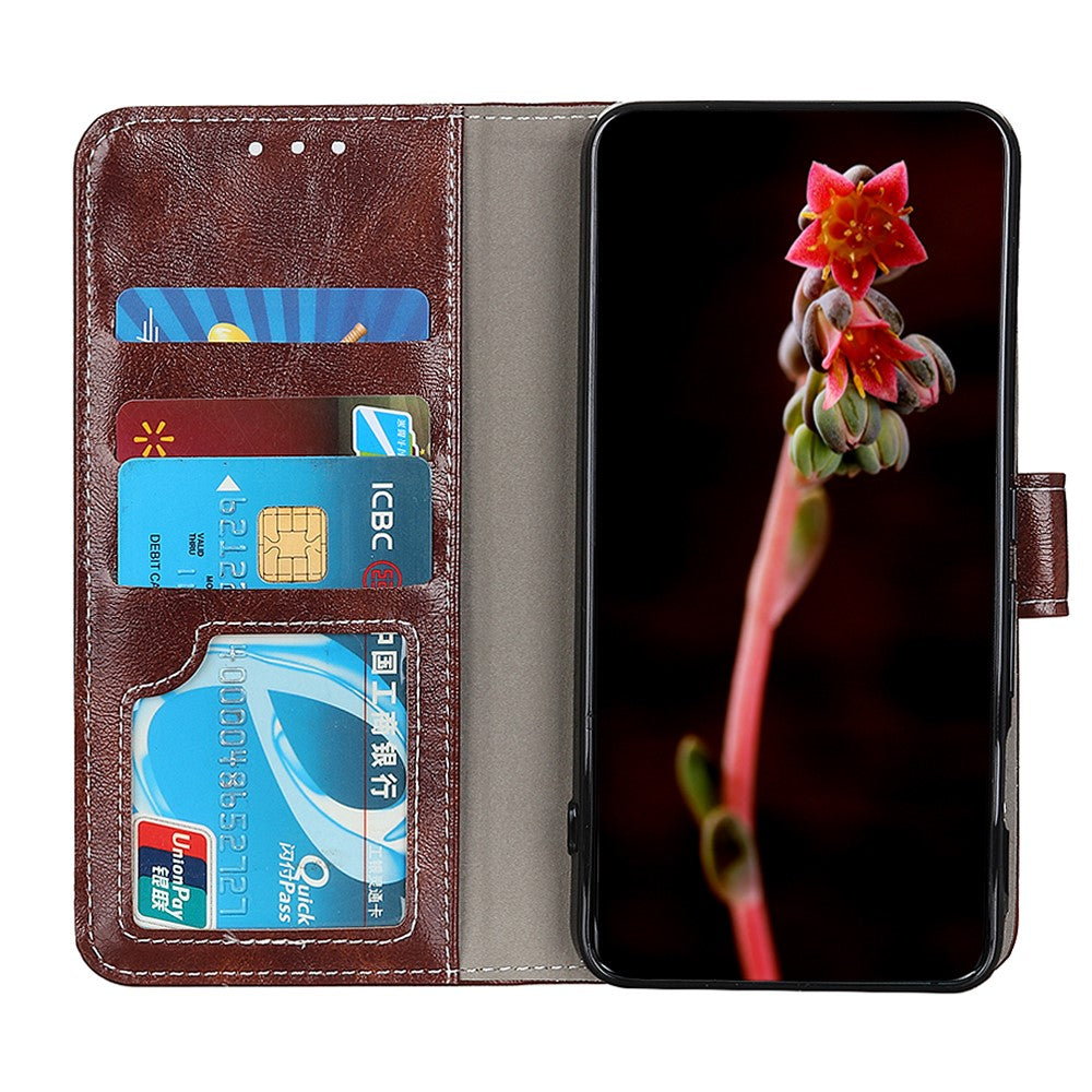 For Huawei Mate 60 Pro Crazy Horse Texture PU Leather Stand Cover Shockproof Wallet Phone Case