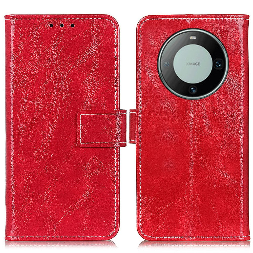 For Huawei Mate 60 Pro Crazy Horse Texture PU Leather Stand Cover Shockproof Wallet Phone Case