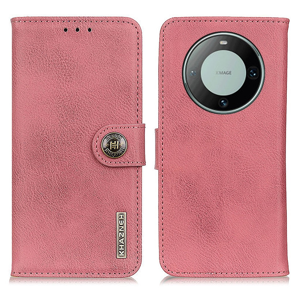 KHAZNEH For Huawei Mate 60 Cowhide Texture Shockproof Case Stand Wallet PU Leather Phone Cover