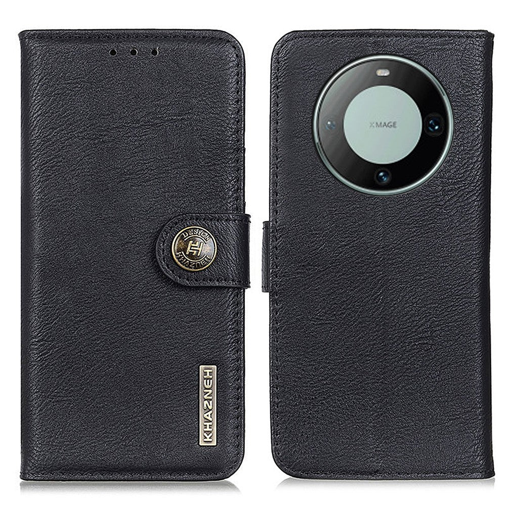KHAZNEH For Huawei Mate 60 Cowhide Texture Shockproof Case Stand Wallet PU Leather Phone Cover