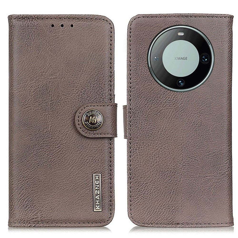 KHAZNEH For Huawei Mate 60 Cowhide Texture Shockproof Case Stand Wallet PU Leather Phone Cover